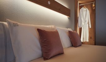 Custom-made hotel furniture: headboard detail