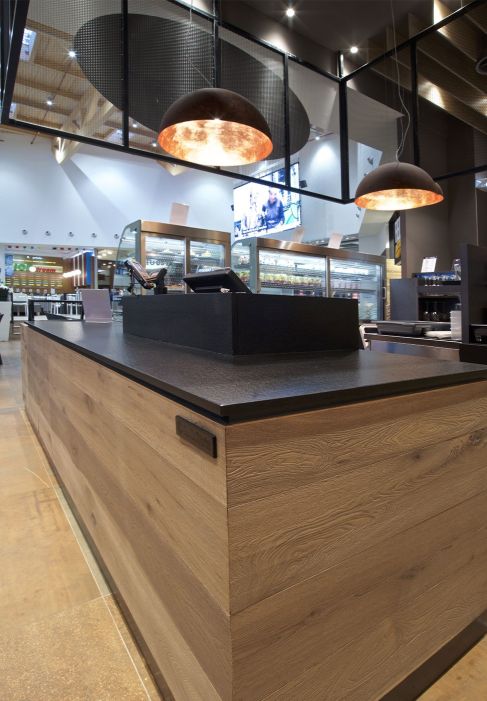 Risto Self Iperal Custom-made furniture for self-service restaurants: detail of the checkout counter