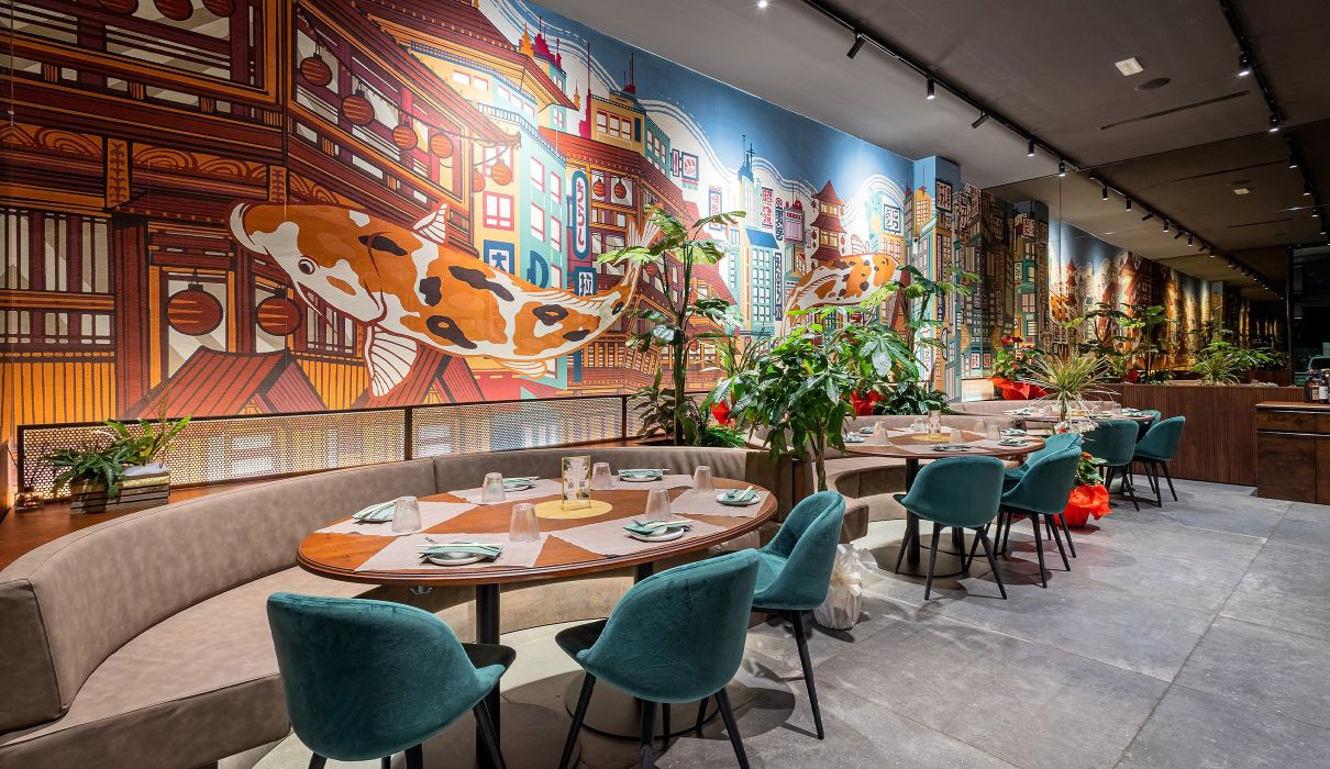 Sushi restaurant arredamento sala ristorante su misura