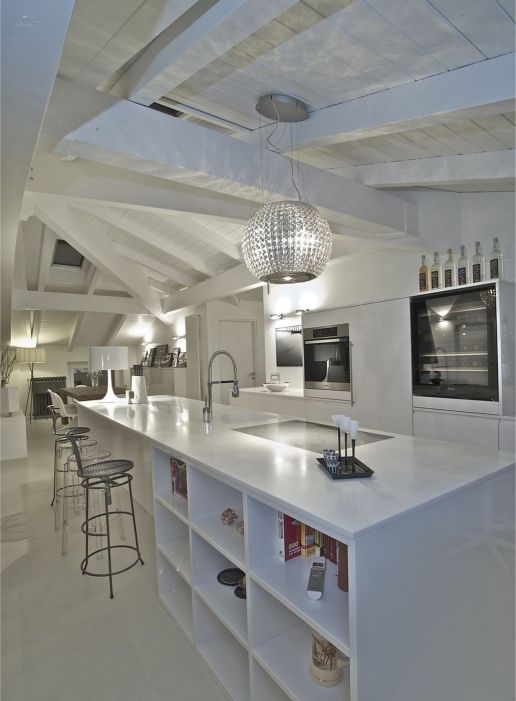 Penthouse VP Custom-made furniture for a private home: kitchen with a central island