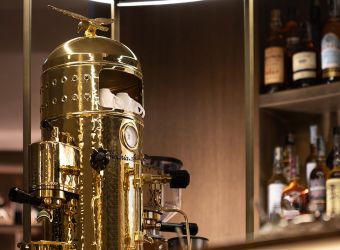 Custom-made furnishings for luxury hotels: coffee machine detail