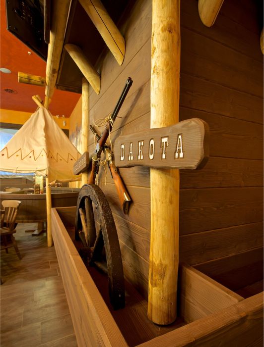 Old Wild West Custom-made furniture for a Western-style restaurant: furniture details