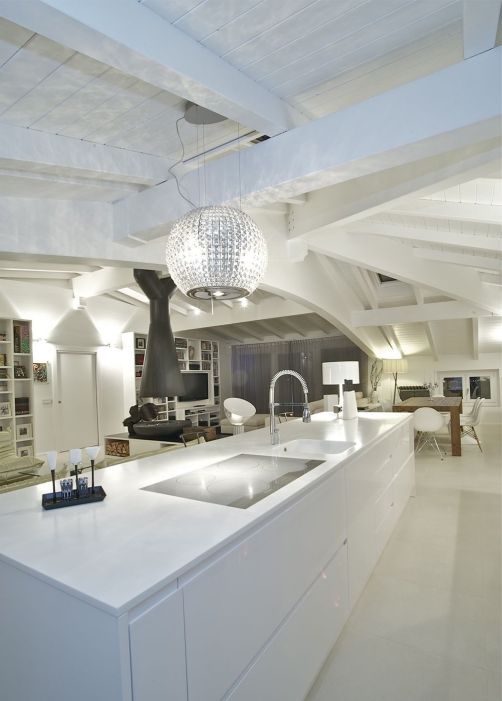 Penthouse VP Custom-made furniture for a private home: kitchen with a central island
